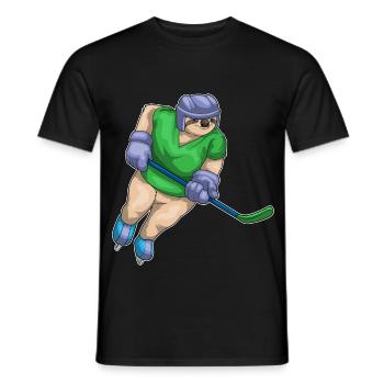 Faultier Eishockey Eishockeyschläger - Männer T-Shirt - Schwarz - Vorne - AI Model Male 178 light (178cm)