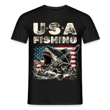USA Pêche Vintage Monster Shark - T-shirt homme - noir - Devant - AI Model Male 178 light (178cm)