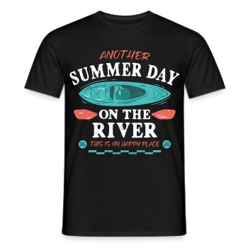 Another summer day on the river - Men's T-Shirt - black - Front - AI Model Male 178 light (178cm)