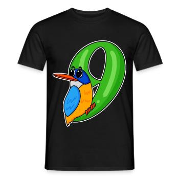 9ème anniversaire motif oiseau - 9 ans - T-shirt homme - noir - Devant - AI Model Male 178 light (178cm)