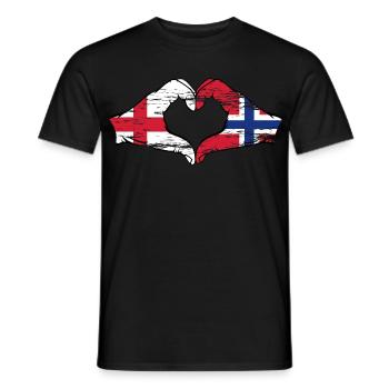 Angleterre Norvège drapeau mains forme coeur utilisé - T-shirt homme - noir - Devant - AI Model Male 178 light (178cm)