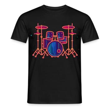 Schlagzeug Grafik - Männer T-Shirt - Schwarz - Vorne - AI Model Male 178 light (178cm)
