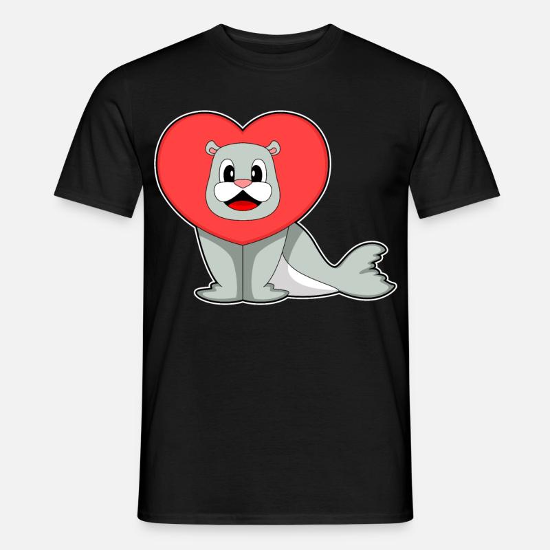 Seehund Herz - Männer T-Shirt - Schwarz