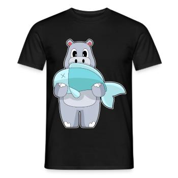 Hippopotame Pêche à la baudroie - T-shirt homme - noir - Devant - AI Model Male 178 light (178cm)