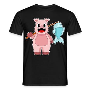 Pêche au poisson pêcheur cochon - T-shirt homme - noir - Devant - AI Model Male 178 light (178cm)