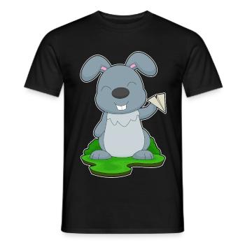Rabbit Paper Airplane - Men's T-Shirt - black - Front - AI Model Male 178 light (178cm)