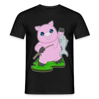 Pêche au poisson pêcheur cochon - T-shirt homme - noir - Devant - AI Model Male 178 light (178cm)