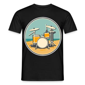 Drum Set Illustration - Men's T-Shirt - black - Front - AI Model Male 178 light (178cm)