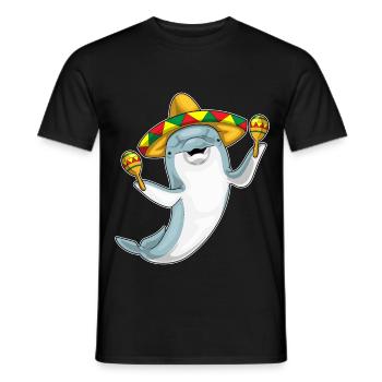 Dolphin Musician Rattle Music - Men's T-Shirt - black - Front - AI Model Male 178 light (178cm)