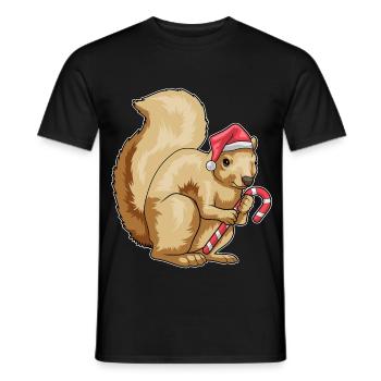 Canne de Noël écureuil - T-shirt homme - noir - Devant - AI Model Male 178 light (178cm)