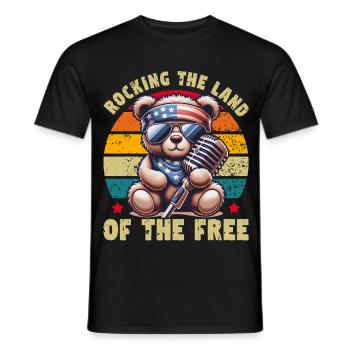 Ours mignon États-Unis Amérique Musique Patriote Rétro - T-shirt homme - noir - Devant - AI Model Male 178 light (178cm)