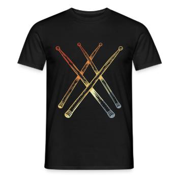 Retro Schlagzeugstöcke Skizze - Männer T-Shirt - Schwarz - Vorne - AI Model Male 178 light (178cm)