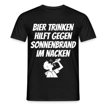 Bier Trinken Hilft Gegen Sonnenbrand im Nacken - Männer T-Shirt - Schwarz - Vorne - AI Model Male 178 light (178cm)