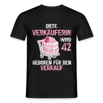 Verkäuferin 42 Geburtstag Verkauf 42 Jahre Spruch - Männer T-Shirt - Schwarz - Vorne - AI Model Male 178 light (178cm)