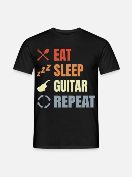 Eat Sleep Guitar Repeat - Men's T-Shirt - black