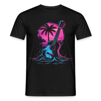 Ukulele 80s Look - Men's T-Shirt - black - Front - AI Model Male 178 light (178cm)