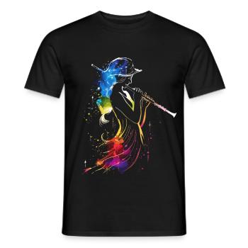 Flötenspielerin Retrowave - Männer T-Shirt - Schwarz - Vorne - AI Model Male 178 light (178cm)