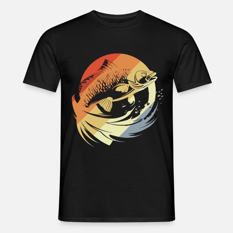 Fisch Grafik Retro Look - Männer T-Shirt - Schwarz