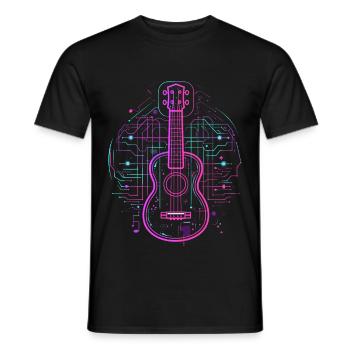Ukulélé Croquis Rétro - T-shirt homme - noir - Devant - AI Model Male 178 light (178cm)