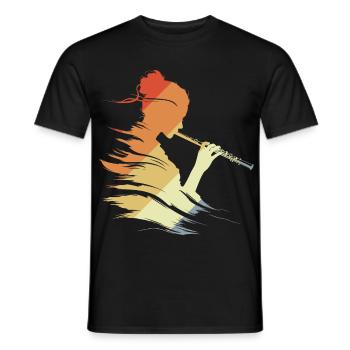 Flute Girl Graphic Retro - Men's T-Shirt - black - Front - AI Model Male 178 light (178cm)