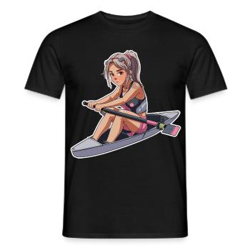 Ruderer Mädchen Grafik - Männer T-Shirt - Schwarz - Vorne - AI Model Male 178 light (178cm)