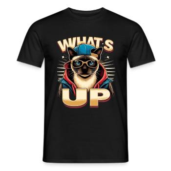 Siamese Cat Whats Up Design - Men's T-Shirt - black - Front - AI Model Male 178 light (178cm)