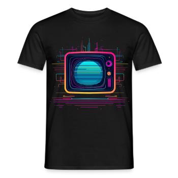 TV 80er Jahre Look - Männer T-Shirt - Schwarz - Vorne - AI Model Male 178 light (178cm)