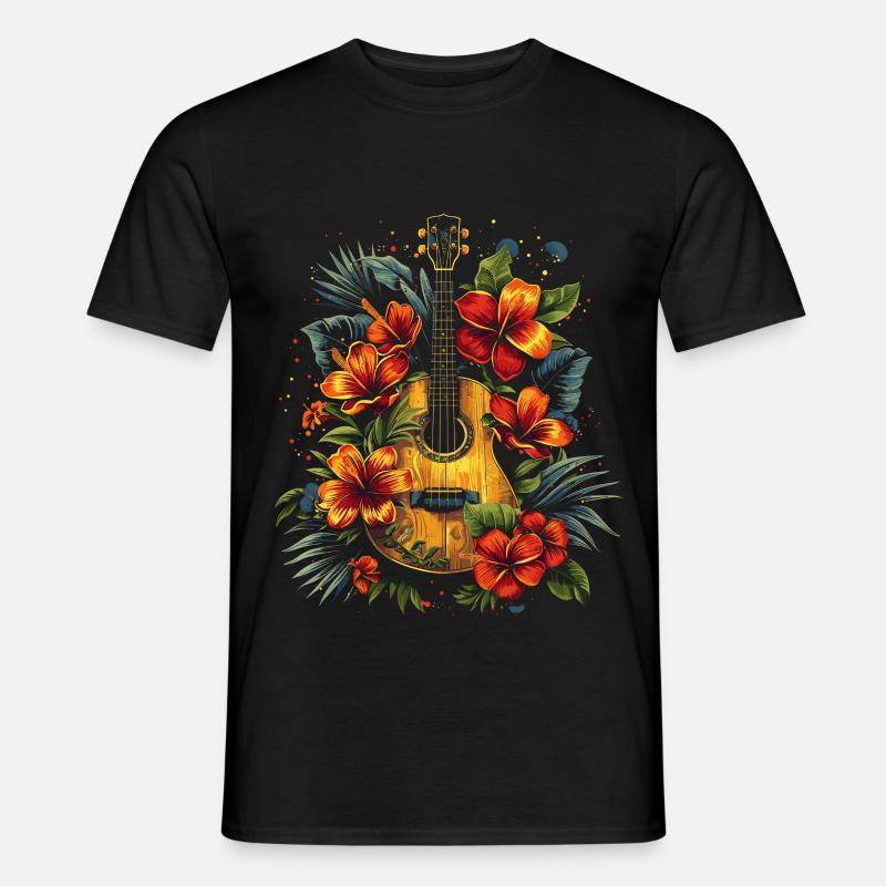 Lustige Ukulele - Männer T-Shirt - Schwarz