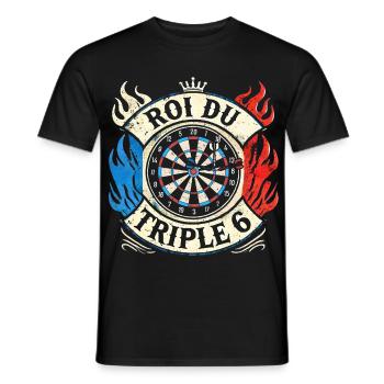 Roi du triple 6 humour fléchettes roi dard cible - T-shirt homme - noir - Devant - AI Model Male 178 light (178cm)