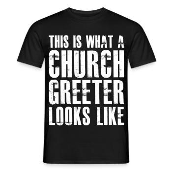 So sieht ein Church Greeter aus - Männer T-Shirt - Schwarz - Vorne - AI Model Male 178 light (178cm)