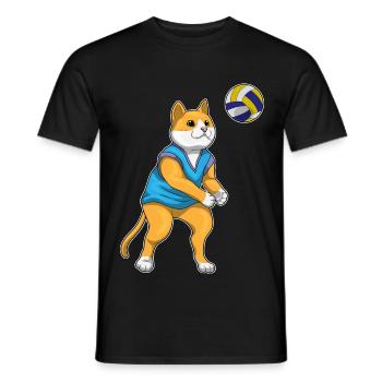 Chat Joueur de volley-ball Volley-ball - T-shirt homme - noir - Devant - AI Model Male 178 light (178cm)