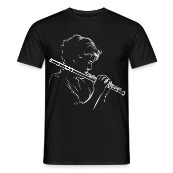 Flûte Garçon Line Art - T-shirt homme - noir - Devant - AI Model Male 178 light (178cm)