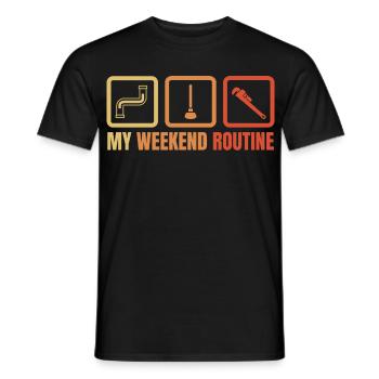 Routine du week-end plombier - T-shirt homme - noir - Devant - AI Model Male 178 light (178cm)