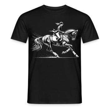 Dressurreiten Reiten Pferd dynamisch Geschenk - Männer T-Shirt - Schwarz - Vorne - AI Model Male 178 light (178cm)