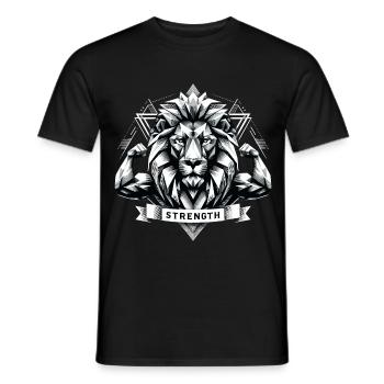 Löwe Löwenkopf geometrisch Geometrie Stärke - Männer T-Shirt - Schwarz - Vorne - AI Model Male 178 light (178cm)