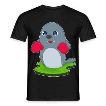 Seehund Boxer Boxhandschuhe Boxen - Männer T-Shirt - Schwarz - Vorne - AI Model Male 178 light (178cm)