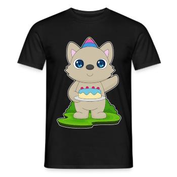 Gâteau d’anniversaire pour chat - T-shirt homme - noir - Devant - AI Model Male 178 light (178cm)