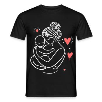 Intimate Mother-Child Love – Minimalist Illustrations - Men's T-Shirt - black - Front - AI Model Male 178 light (178cm)