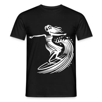Surfing Hula Girl Hawaii Vintage Surf Art - Men's T-Shirt - black - Front - AI Model Male 178 light (178cm)