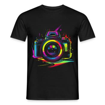 Appareil photo Retrowave - T-shirt homme - noir - Devant - AI Model Male 178 light (178cm)