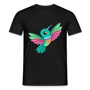 Colibri Mascotte mignonne Personnage de dessin animé Kawaii - T-shirt homme - noir - Devant - AI Model Male 178 light (178cm)