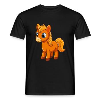 Pferd Niedliche Maskottchen Zeichentrickfigur Kawaii - Männer T-Shirt - Schwarz - Vorne - AI Model Male 178 light (178cm)