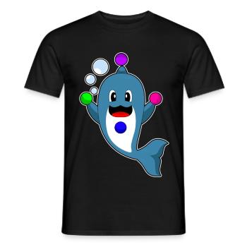 Dolphin juggler juggling - Men's T-Shirt - black - Front - AI Model Male 178 light (178cm)