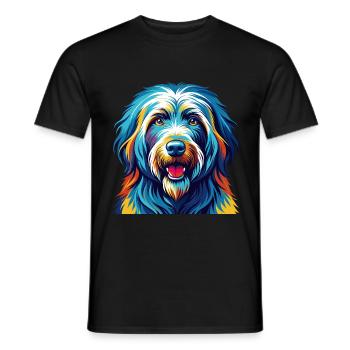 Bergamasco Sheepdog Breed Colorful Cartoon Kawaii - Men's T-Shirt - black - Front - AI Model Male 178 light (178cm)