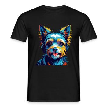 Biewer Terrier Dog Breed Colorful Cartoon Kawaii - Men's T-Shirt - black - Front - AI Model Male 178 light (178cm)
