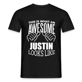 Justin Justin Justin - T-shirt homme - noir - Devant - AI Model Male 178 light (178cm)