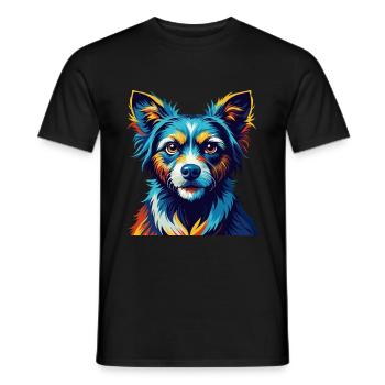 Hortaya Borzaya Hunderasse bunter Cartoon Kawaii - Männer T-Shirt - Schwarz - Vorne - AI Model Male 178 light (178cm)