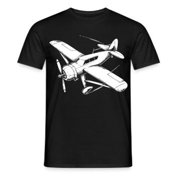 Propeller Plane Drawing - Men's T-Shirt - black - Front - AI Model Male 178 light (178cm)