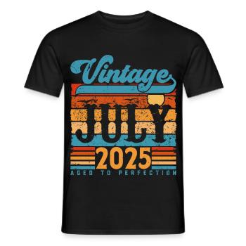 Juli 2025, Juli 2025 Geburtstagsgeschenk. - Männer T-Shirt - Schwarz - Vorne - AI Model Male 178 light (178cm)