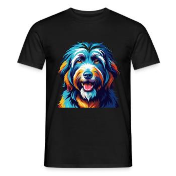 Chien de berger portugais race coloré dessin animé Kawaii - T-shirt homme - noir - Devant - AI Model Male 178 light (178cm)